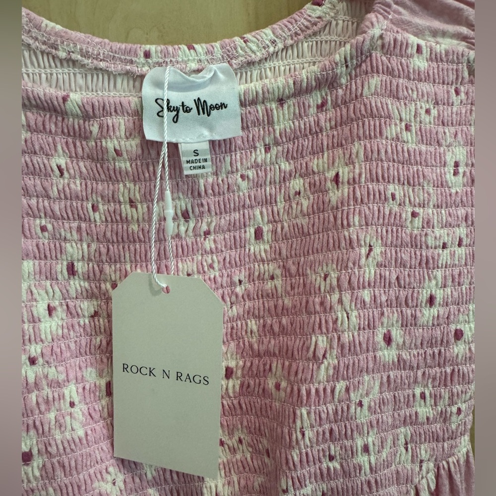 NWT Pink and White Smocked Top Dress - Picture 4 of 5